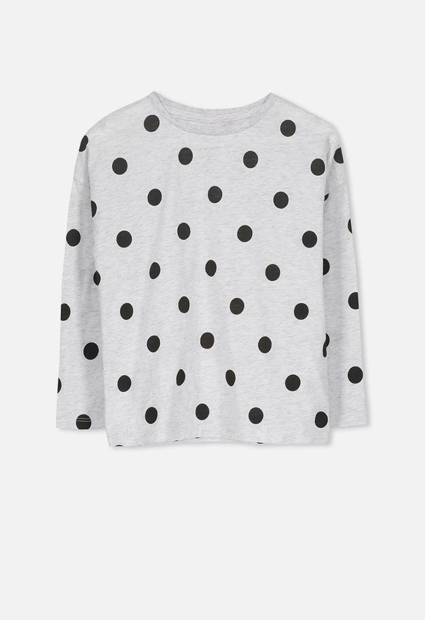 Cotton On - Penelope long sleeve tee - grey & black 