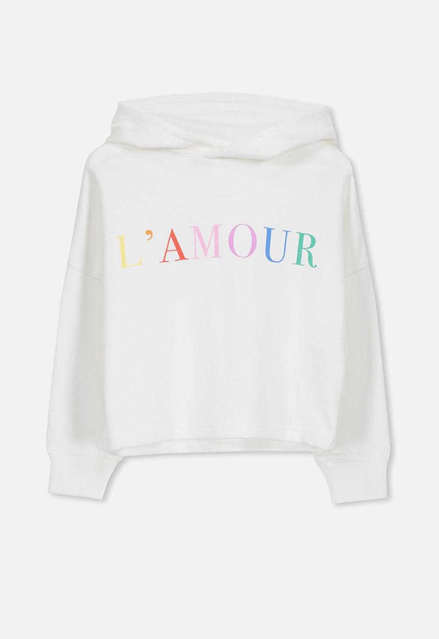 Cotton On - Bella oversized crop hoodie - white 