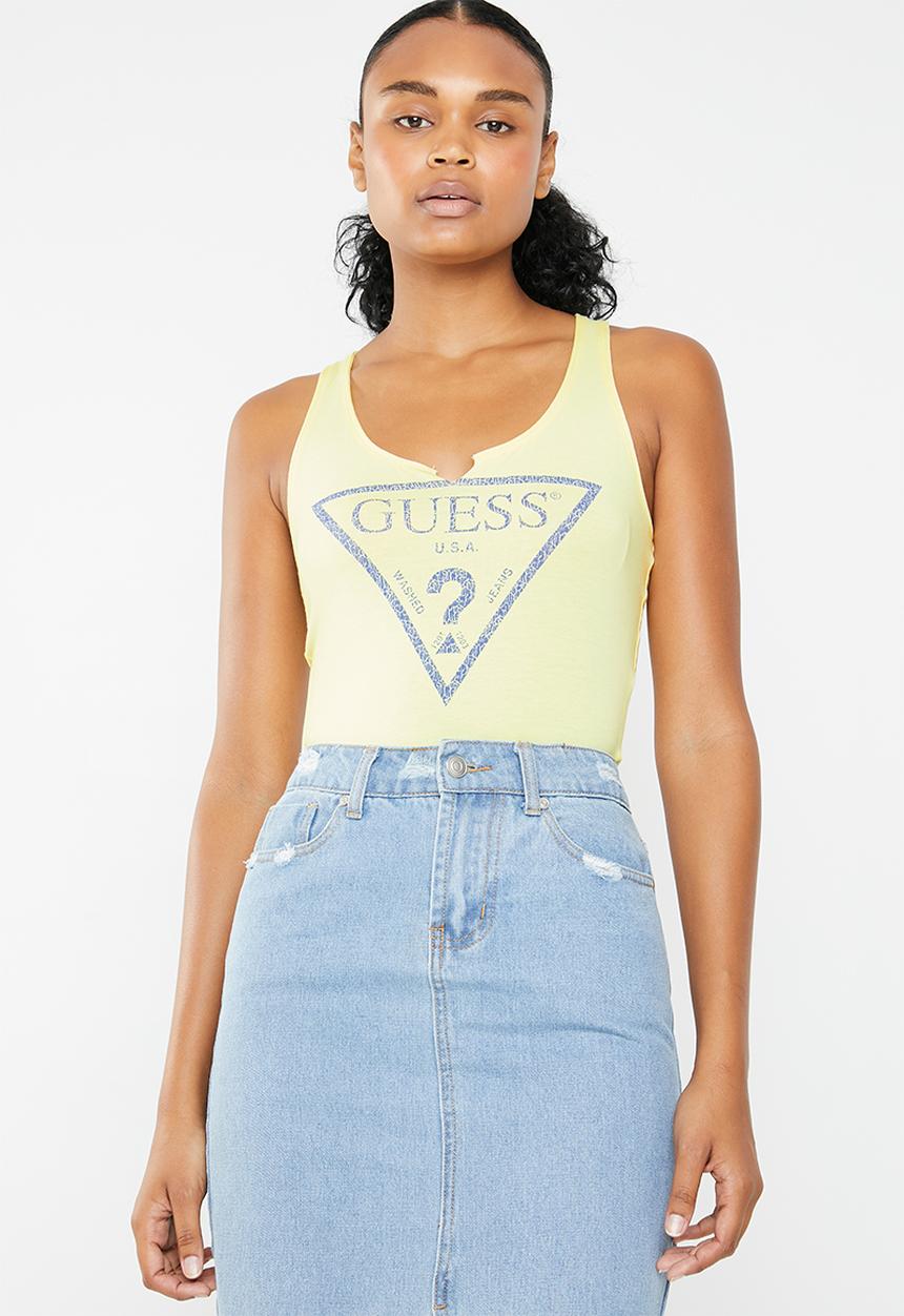 GUESS - Retro logo tank top - yellow