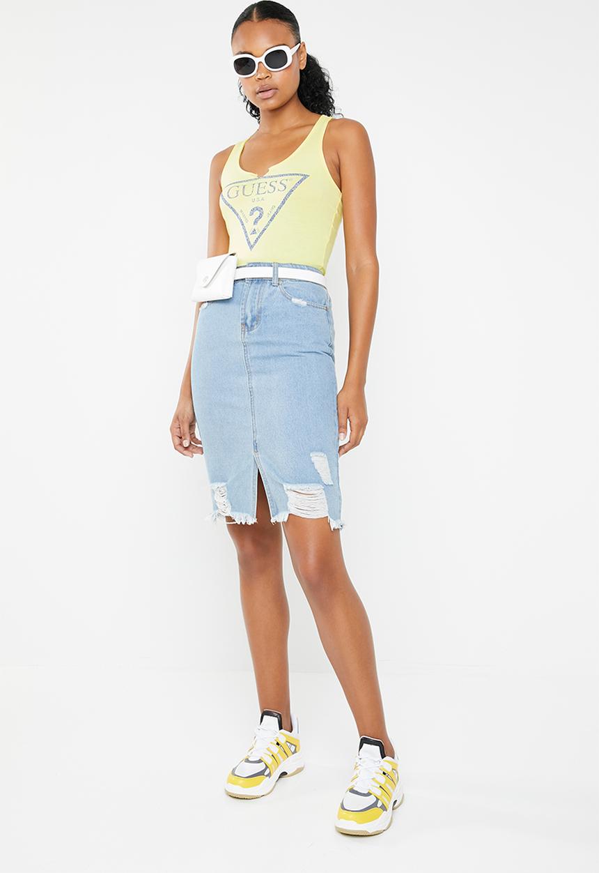 GUESS - Retro logo tank top - yellow