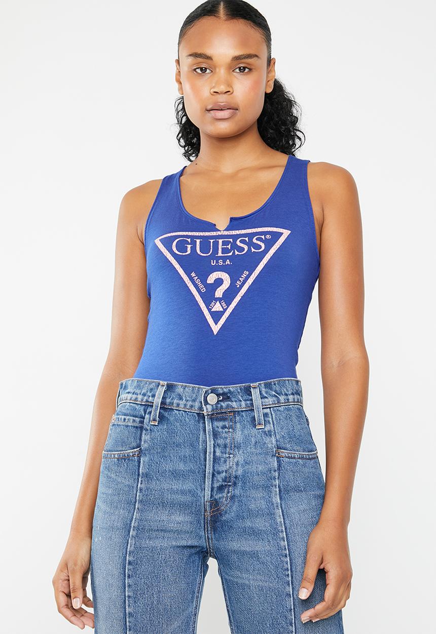 GUESS - Retro logo tank top - blue