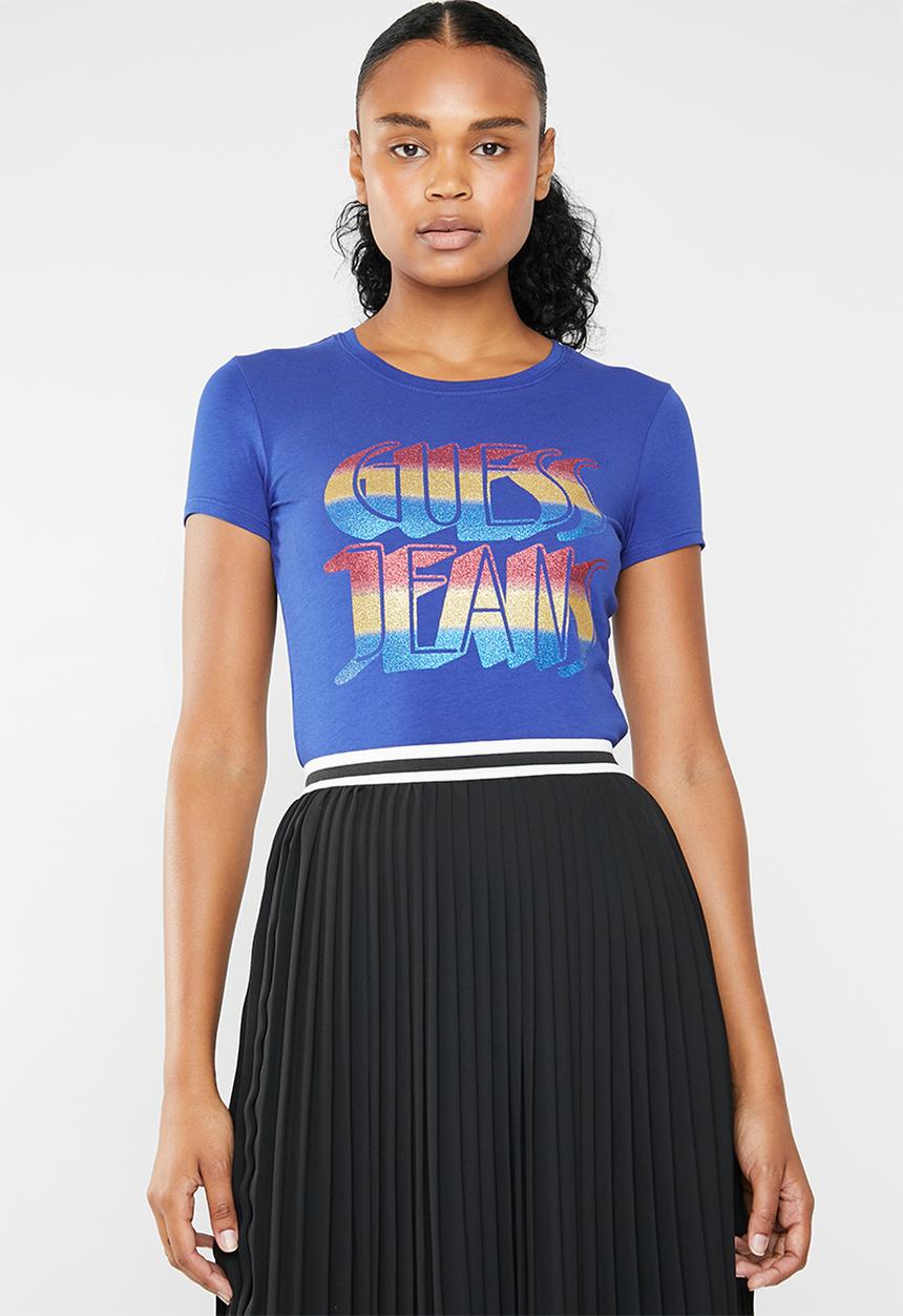 GUESS - Retro glitter R3 tee - blue