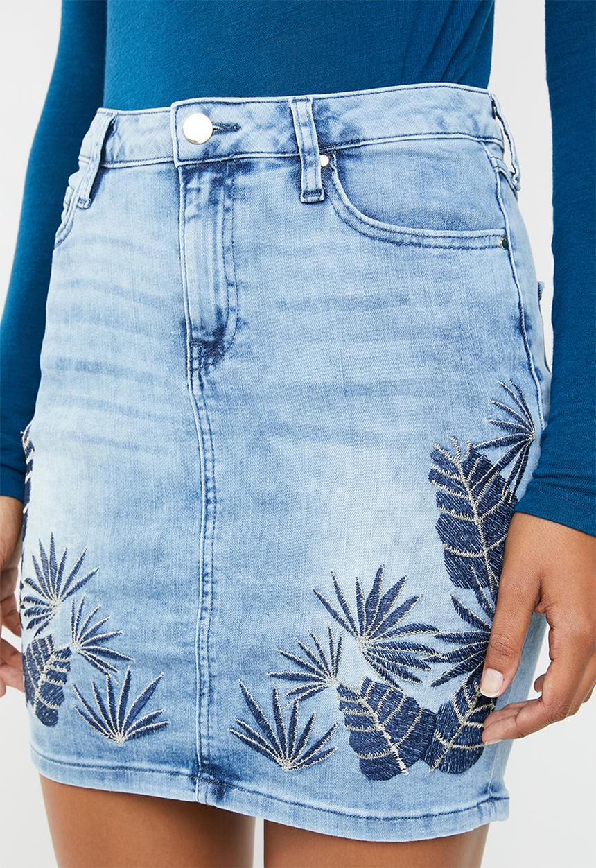 GUESS - Embroidered skirt - blue