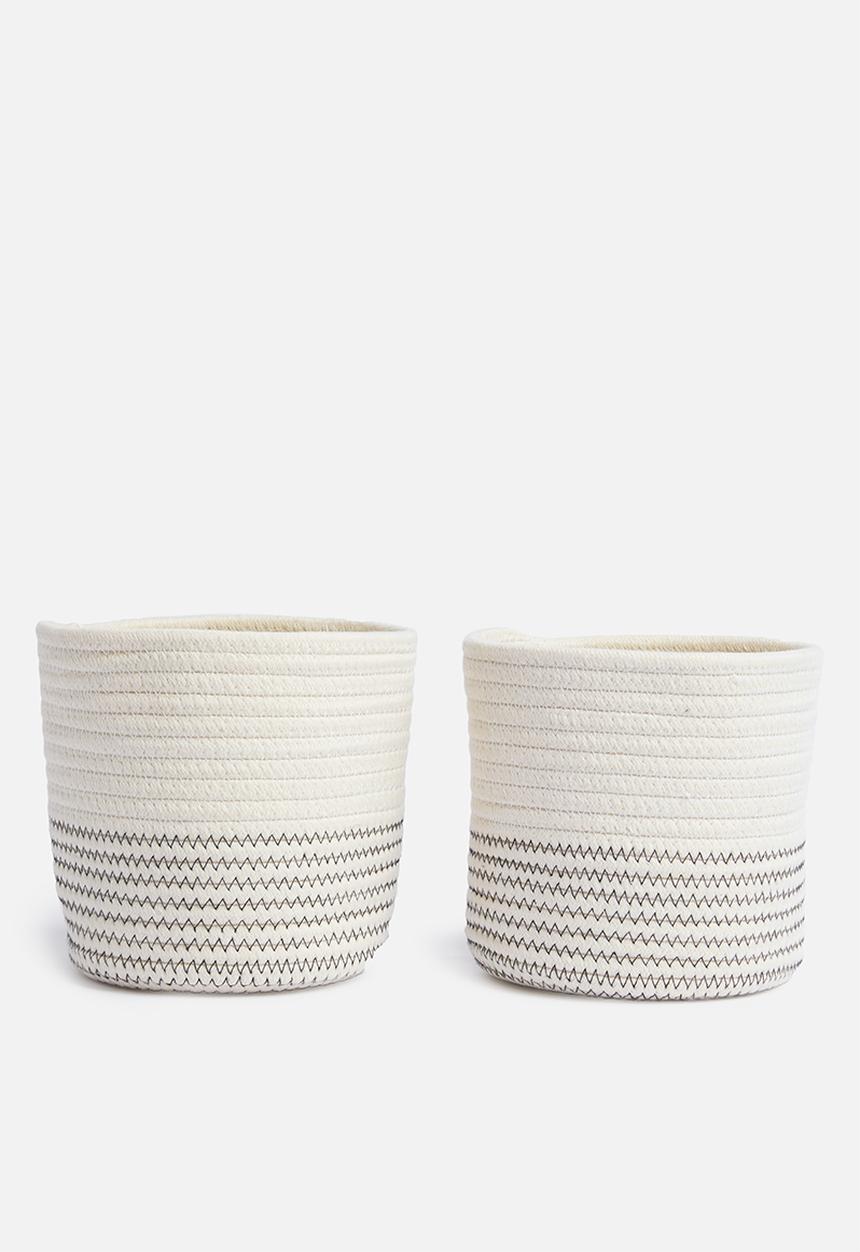 Sixth Floor - Cotton rope storage basket set of 2 - white