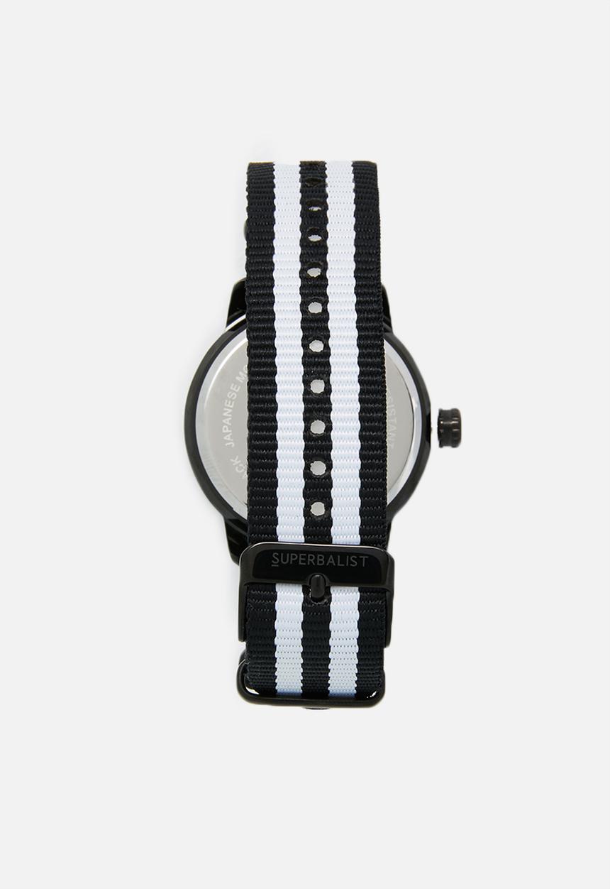 Superbalist - Caleb nylon strap watch - black & white