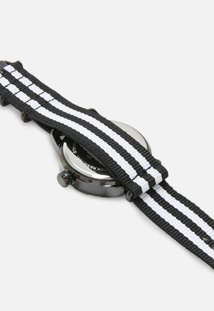 Superbalist - Caleb nylon strap watch - black & white