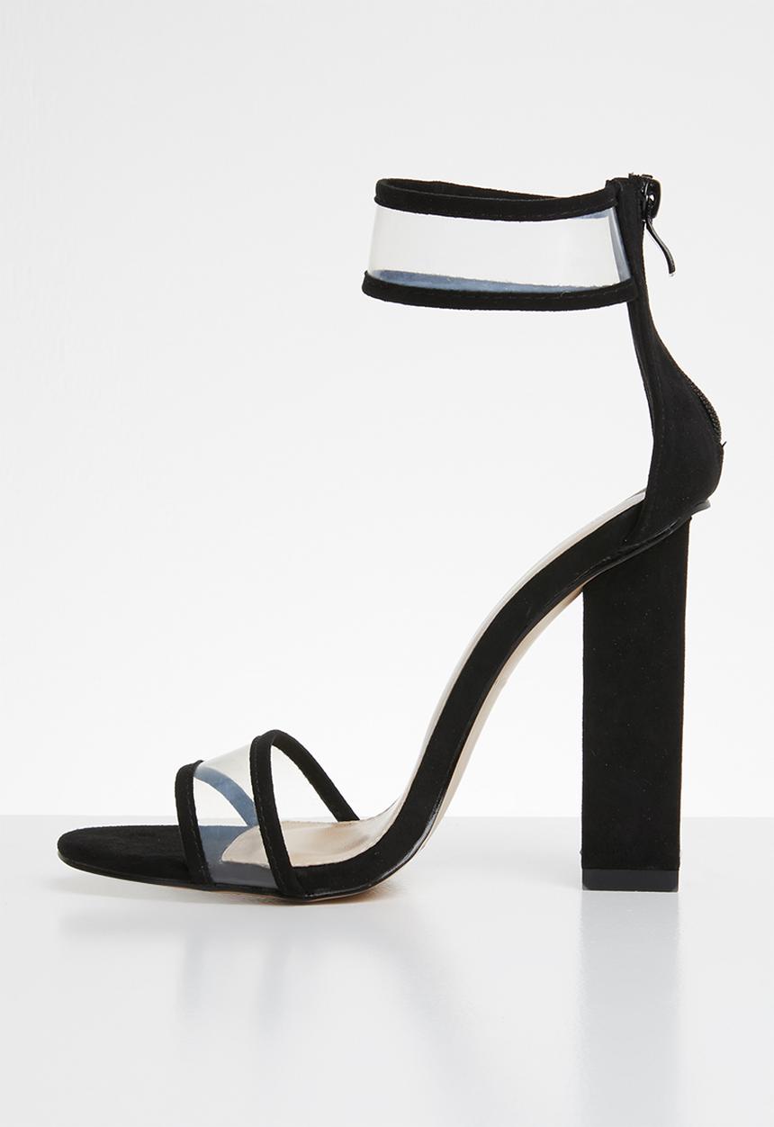 Public Desire - Brink perspex straps block heel - black