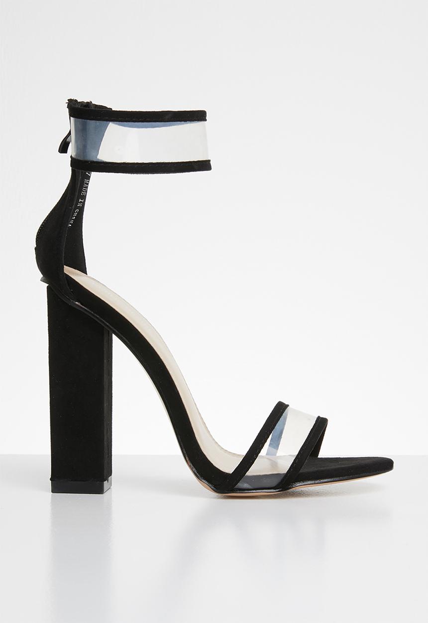 Public Desire - Brink perspex straps block heel - black