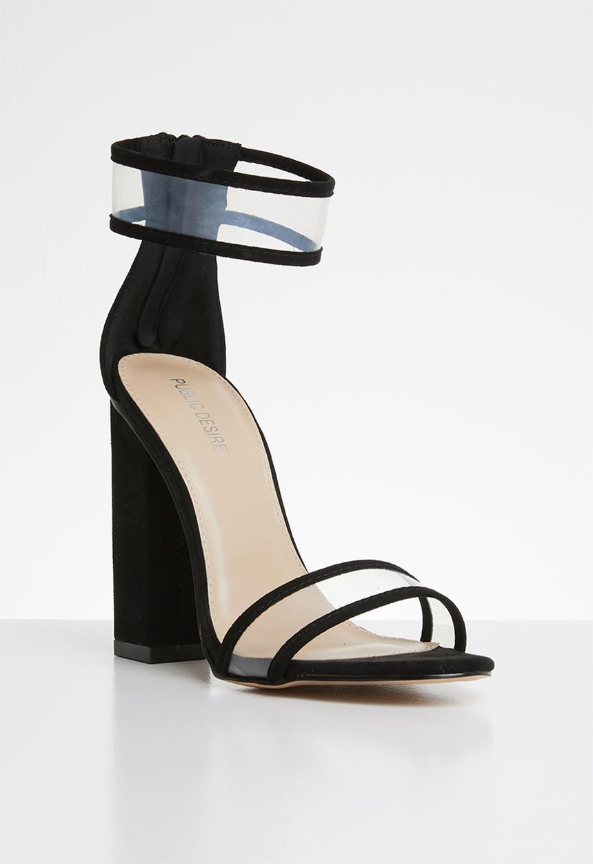 Public Desire - Brink perspex straps block heel - black