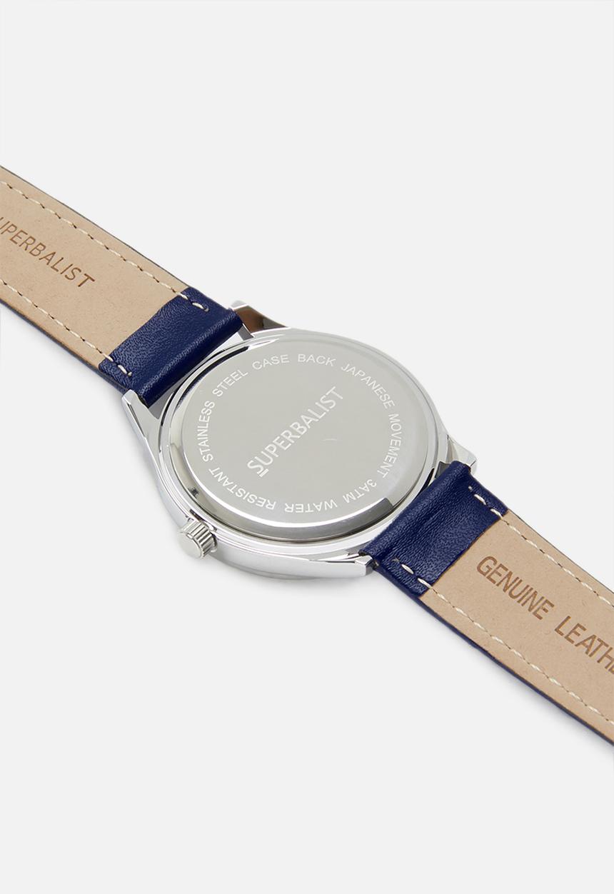Superbalist - Trace leather strap - blue & silver