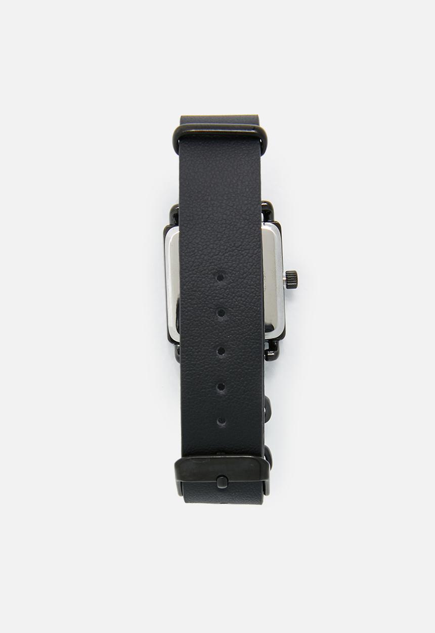 Superbalist - Square face leather watch - black