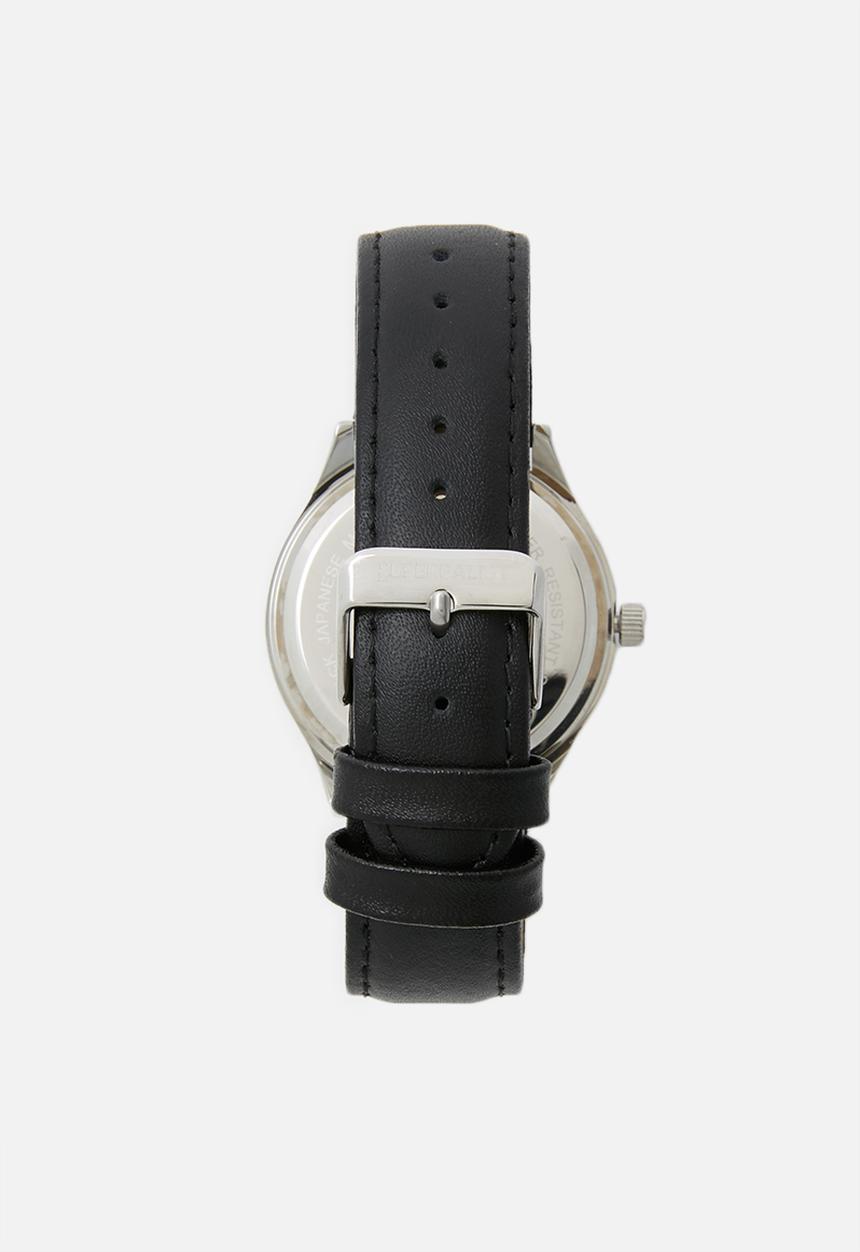 Superbalist - Trace leather strap - black & silver