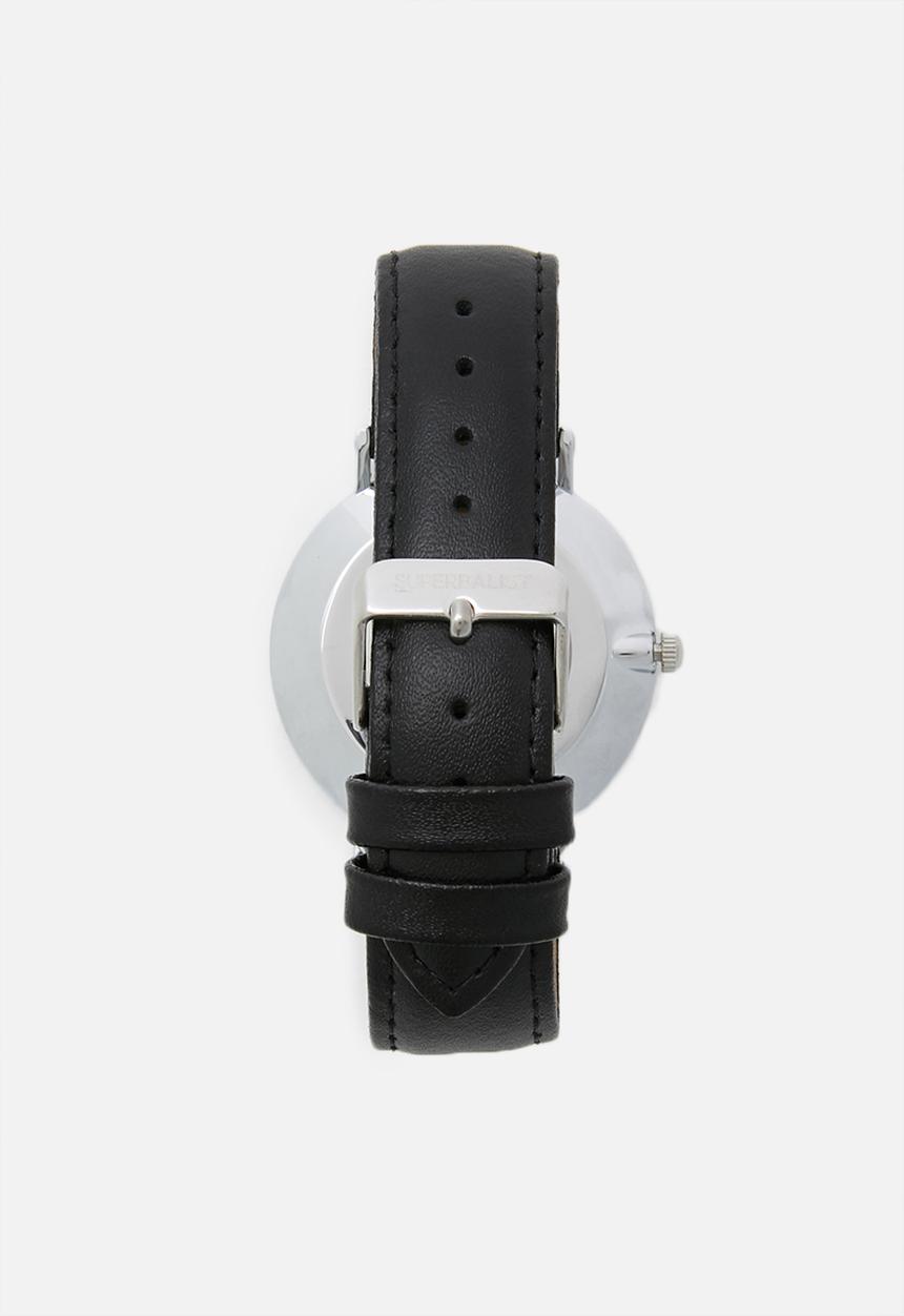 Superbalist - Lucas leather watch - black & silver