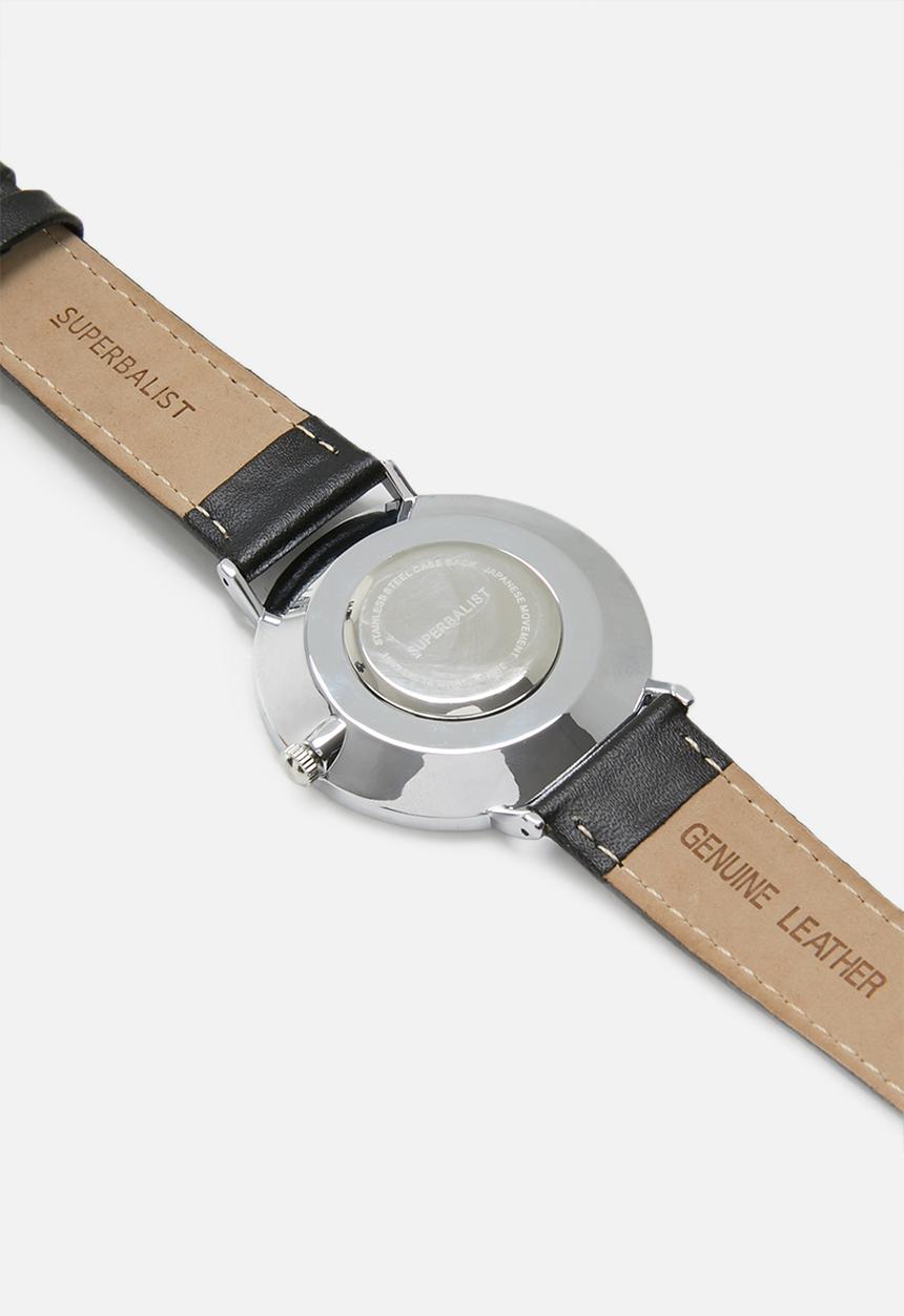 Superbalist - Lucas leather watch - black & silver