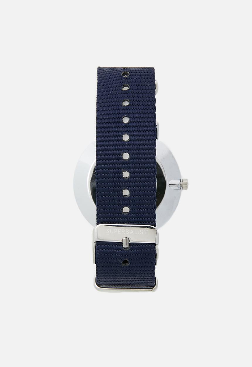 Superbalist - Brett nylon strap watch - navy & silver