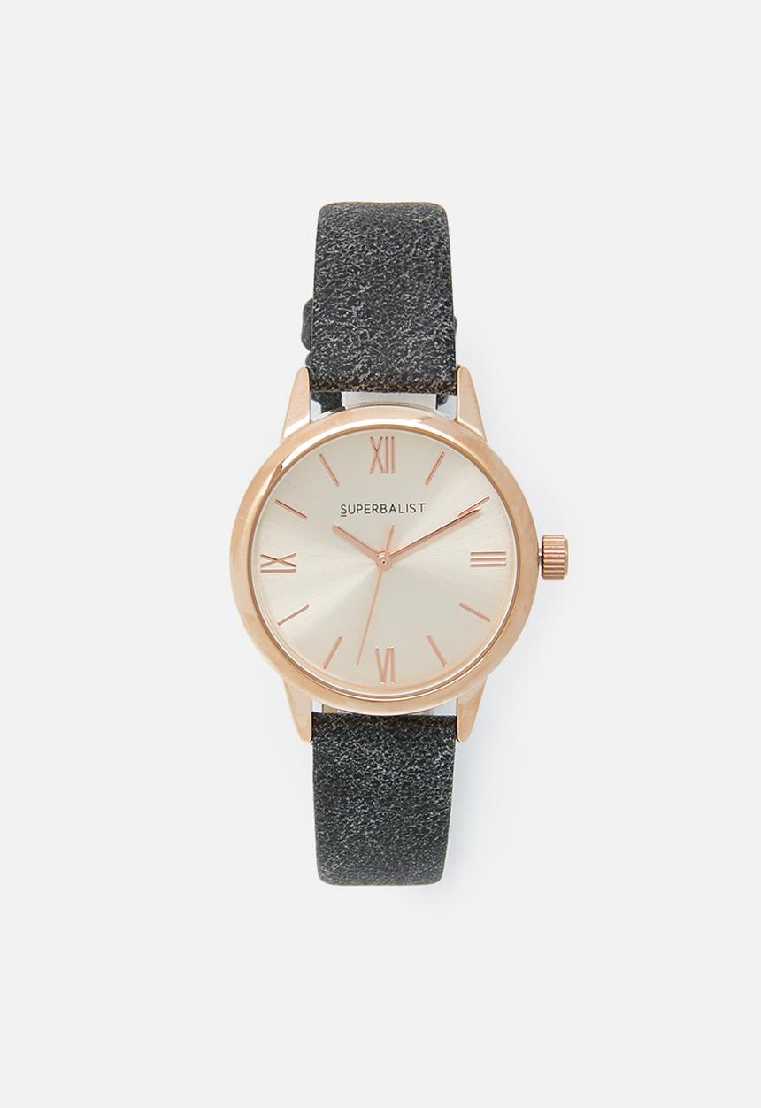 Superbalist - Chrissy marbled leather strap - black & rose gold