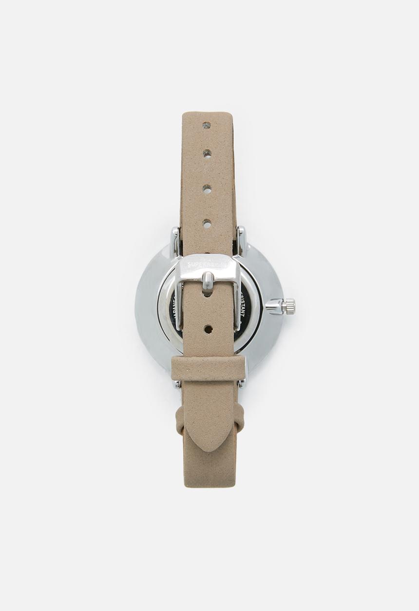 Superbalist - Karen leather watch - beige & silver