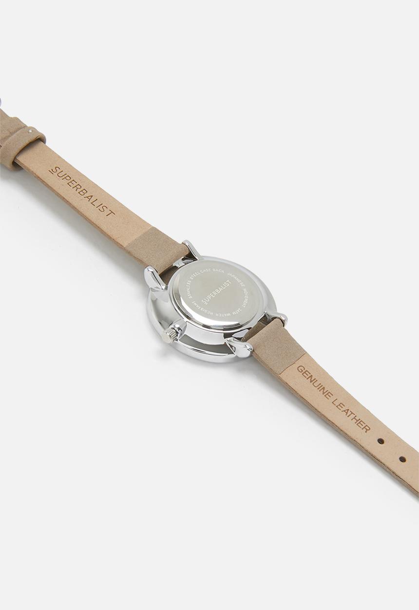 Superbalist - Karen leather watch - beige & silver