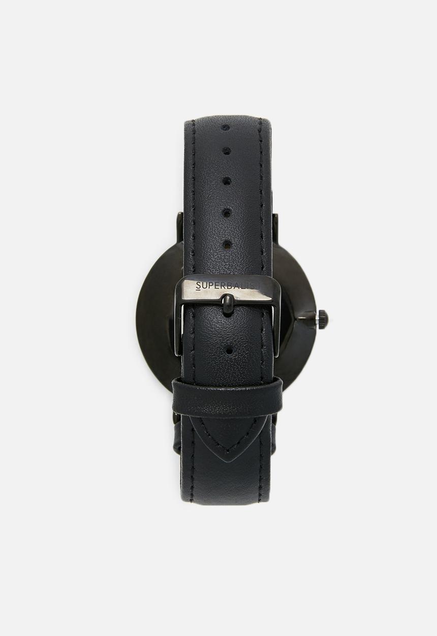 Superbalist - Lucas leather watch - black & red
