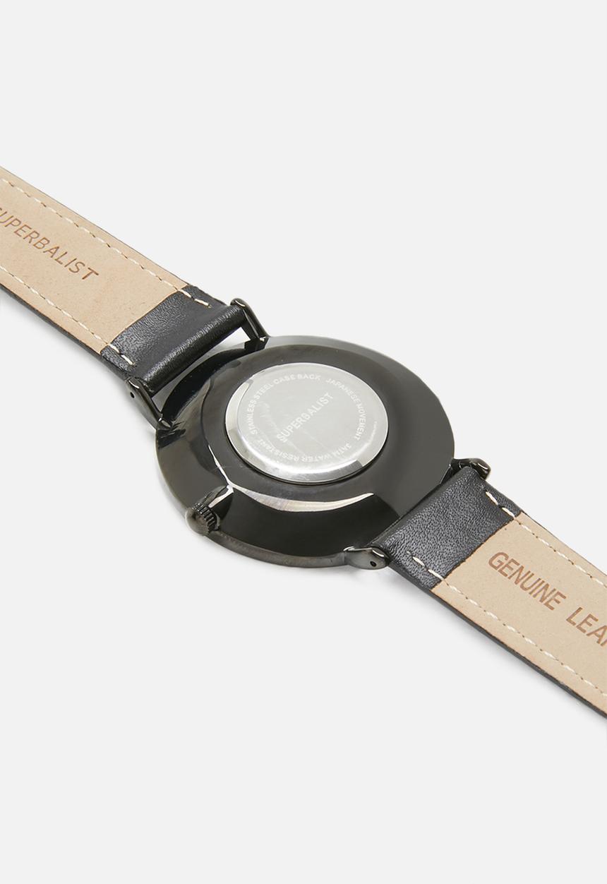 Superbalist - Lucas leather watch - black & red