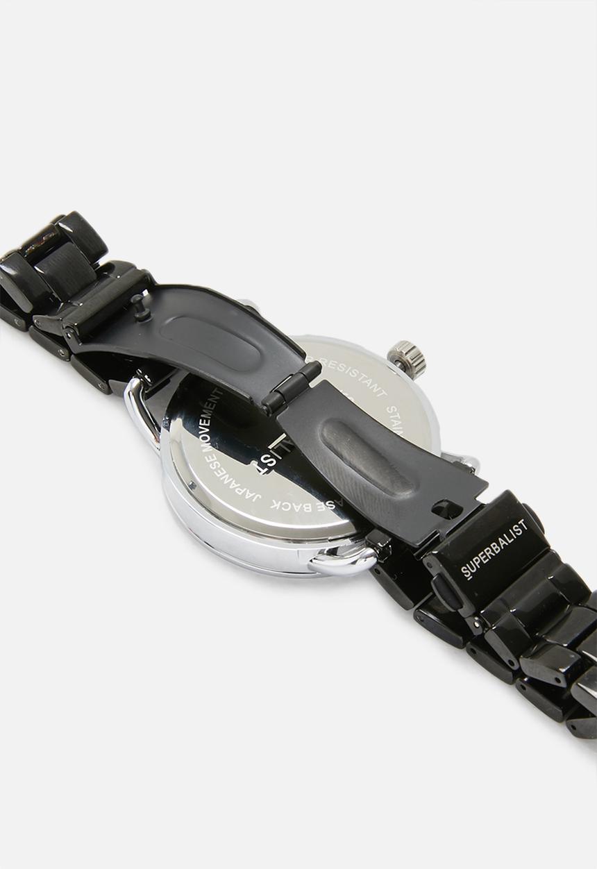 Superbalist - Noah chain strap watch - black & silver