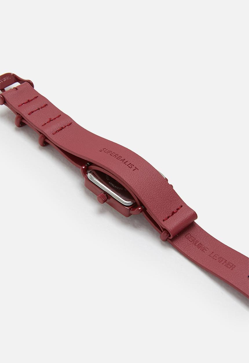 Superbalist - Square face leather watch - red