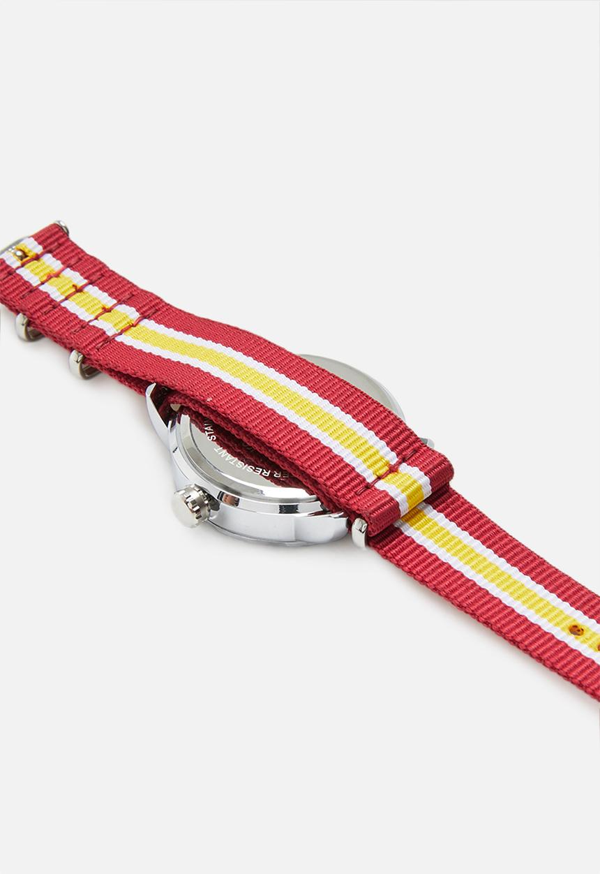 Superbalist - Caleb nylon strap watch - yellow red & white