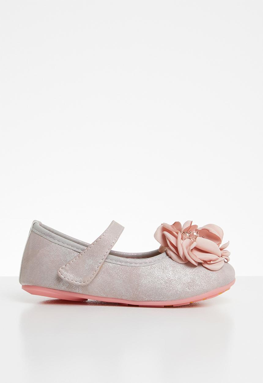 Pop Candy - Girls flower pumps - pink & silver