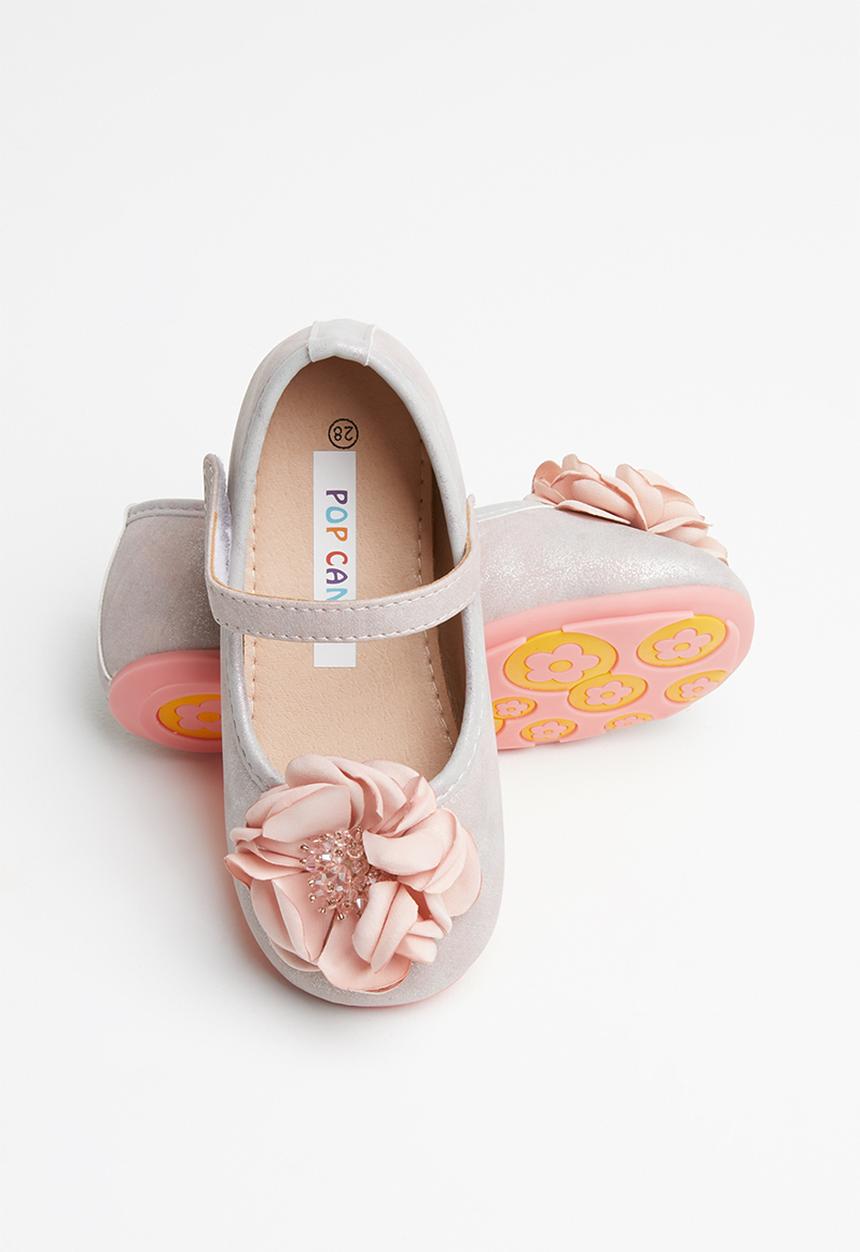 Pop Candy - Girls flower pumps - pink & silver