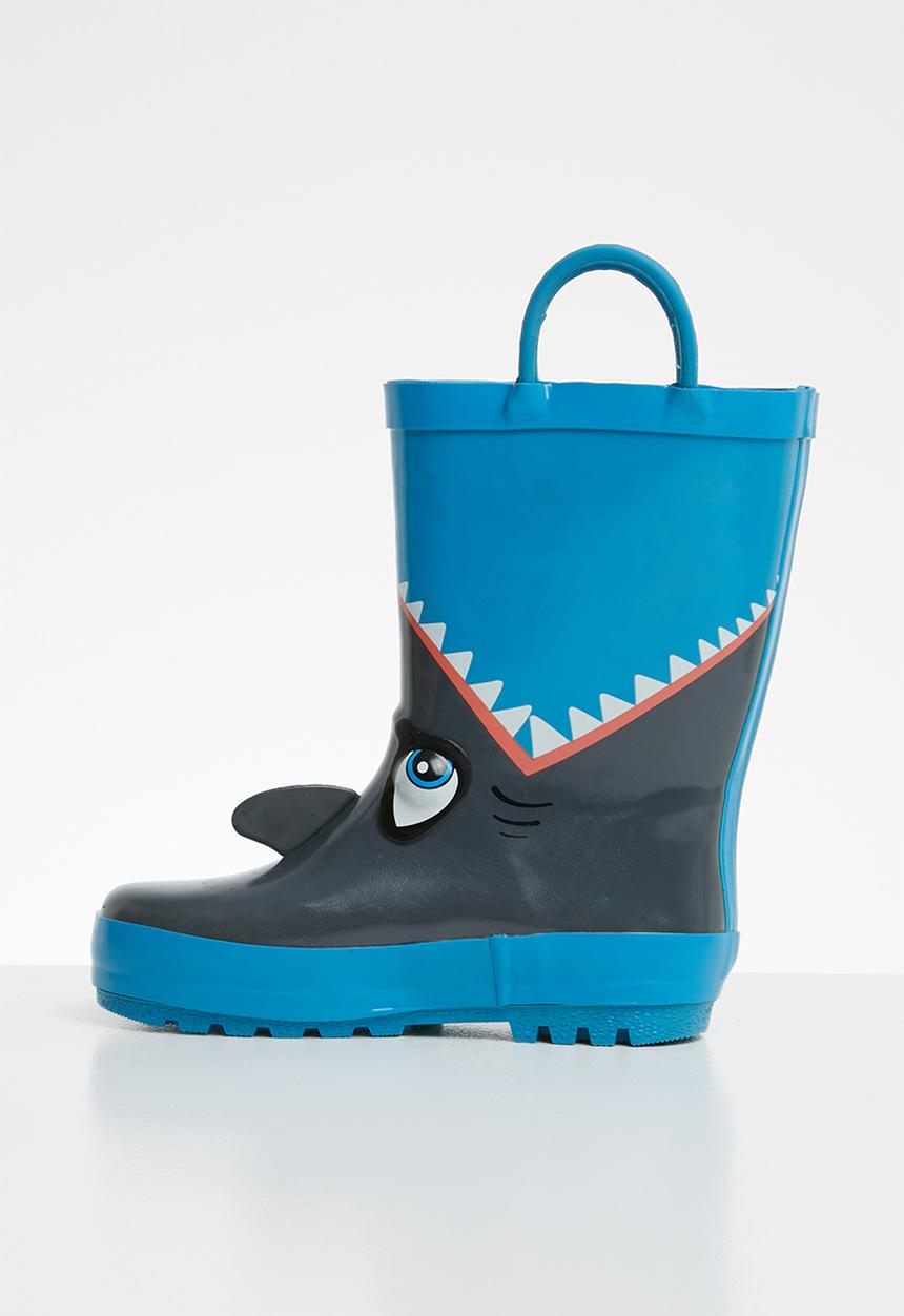 Pop Candy - Shark rain boot - blue & grey