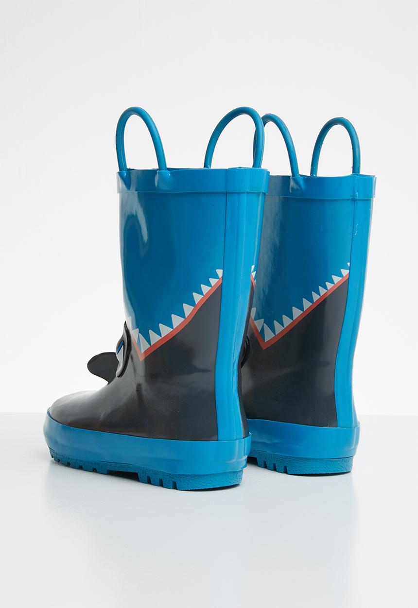 Pop Candy - Shark rain boot - blue & grey