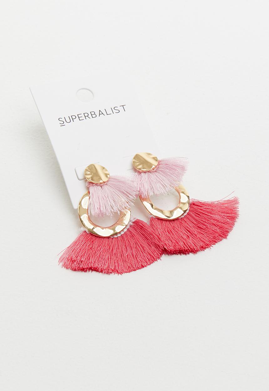Superbalist - Clare tassel earrings - gold & pink