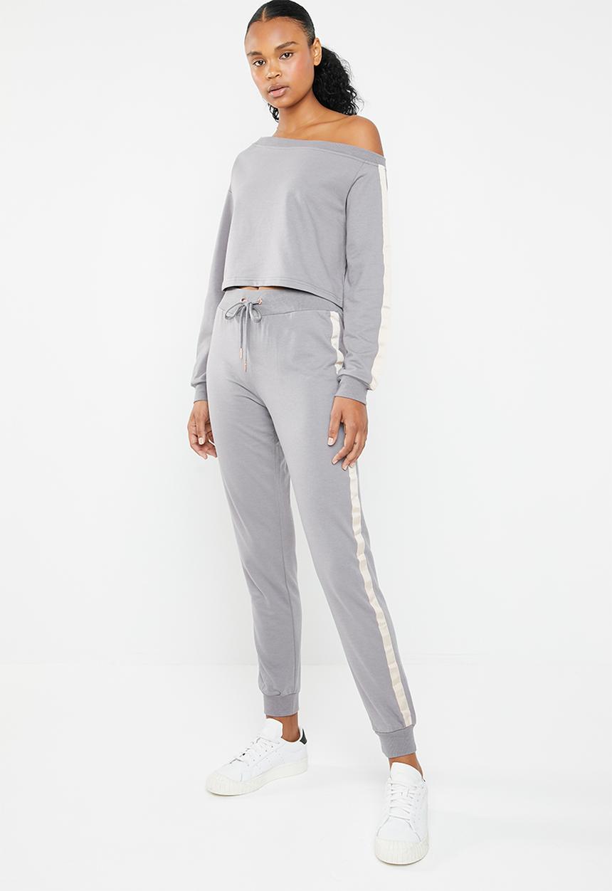 South Beach  - Coffee cream crop off the shoulder jumper - grey