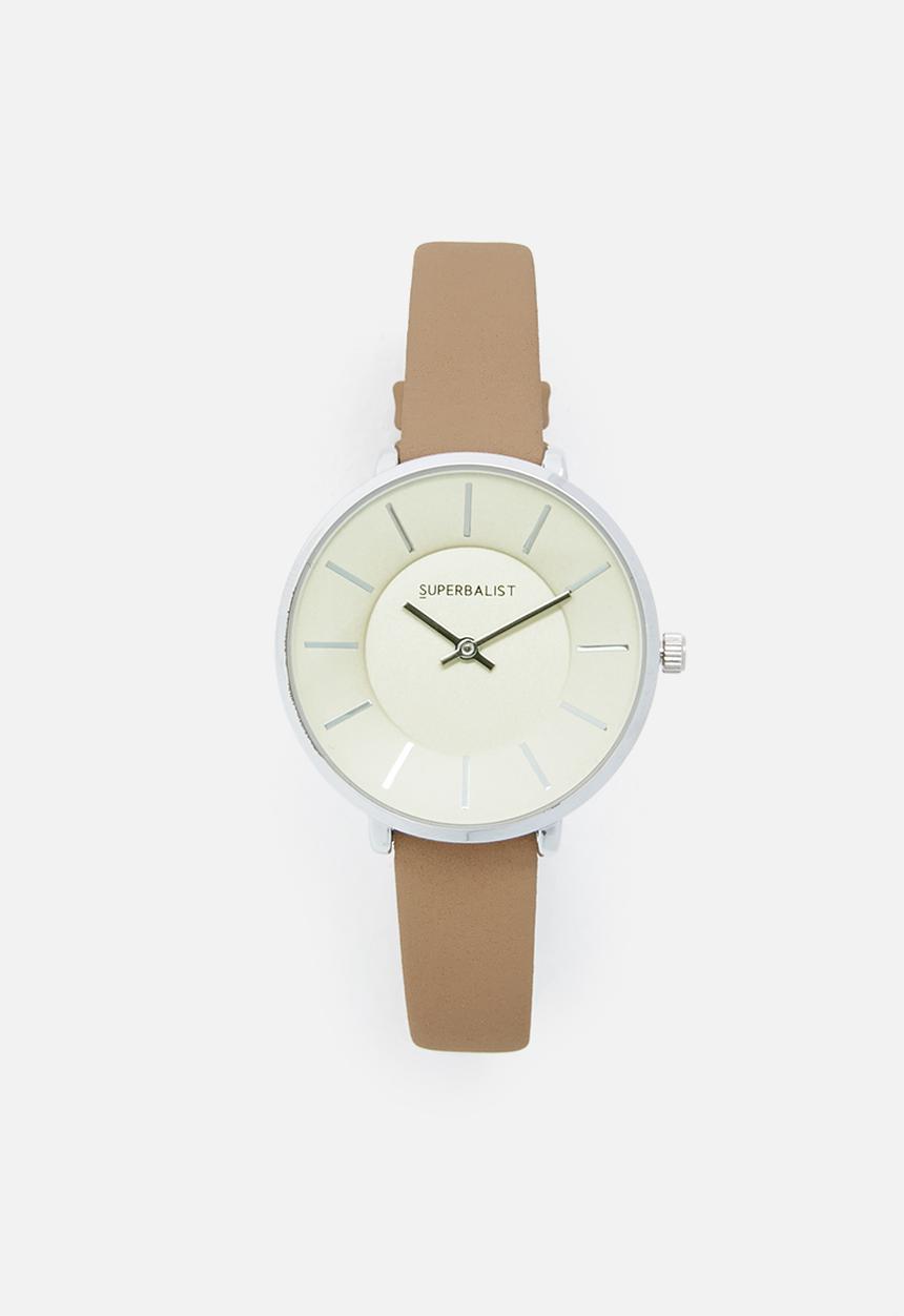 Superbalist - Karen leather watch - beige & silver