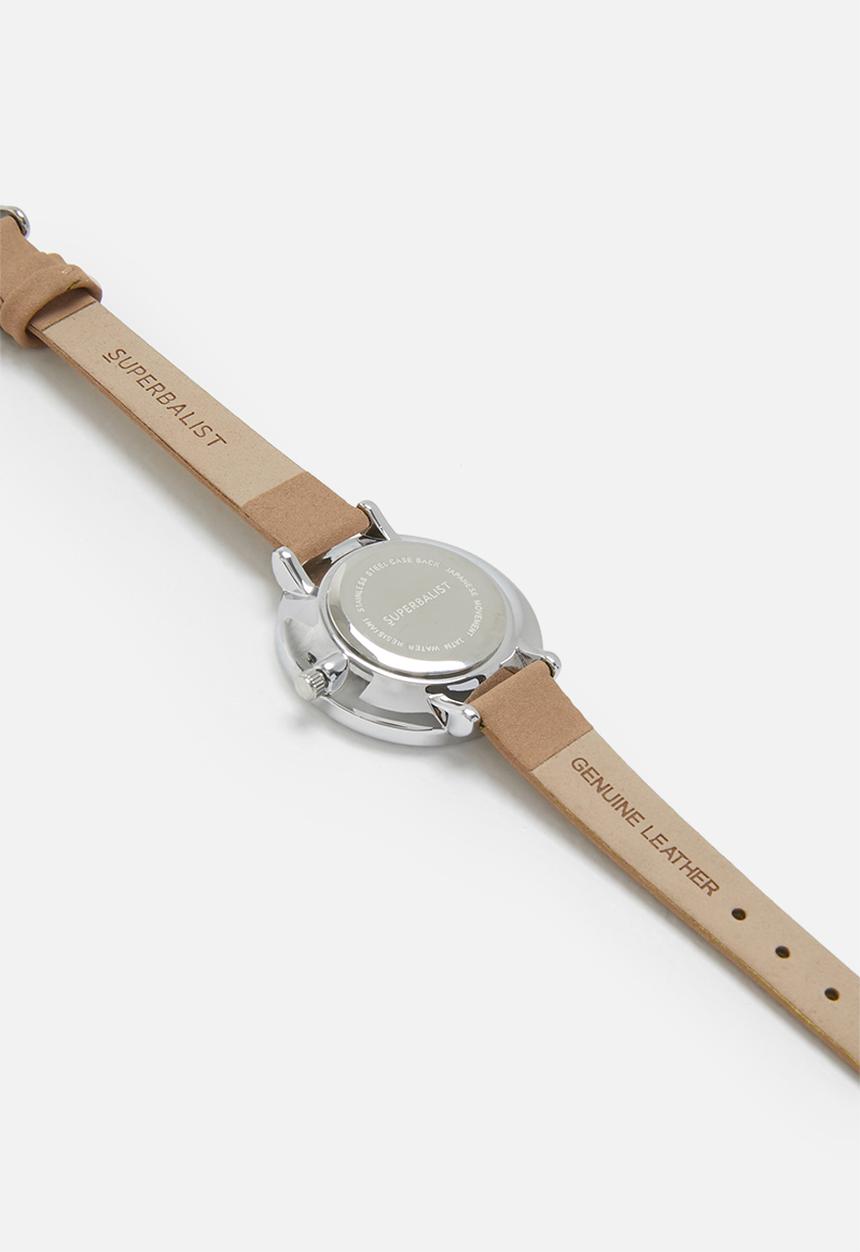 Superbalist - Karen leather watch - beige & silver