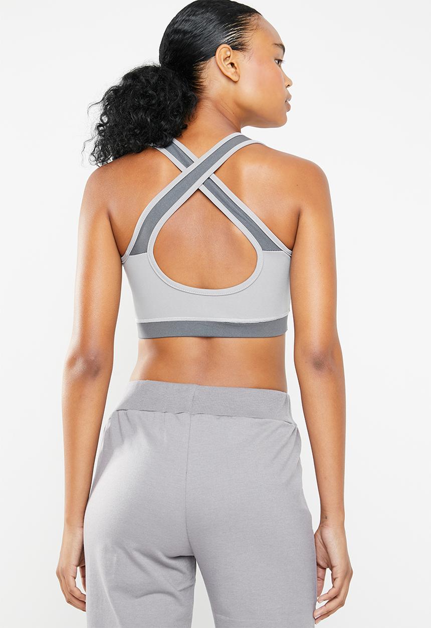 South Beach  - Coffee cream cross back gym top - grey & neutral