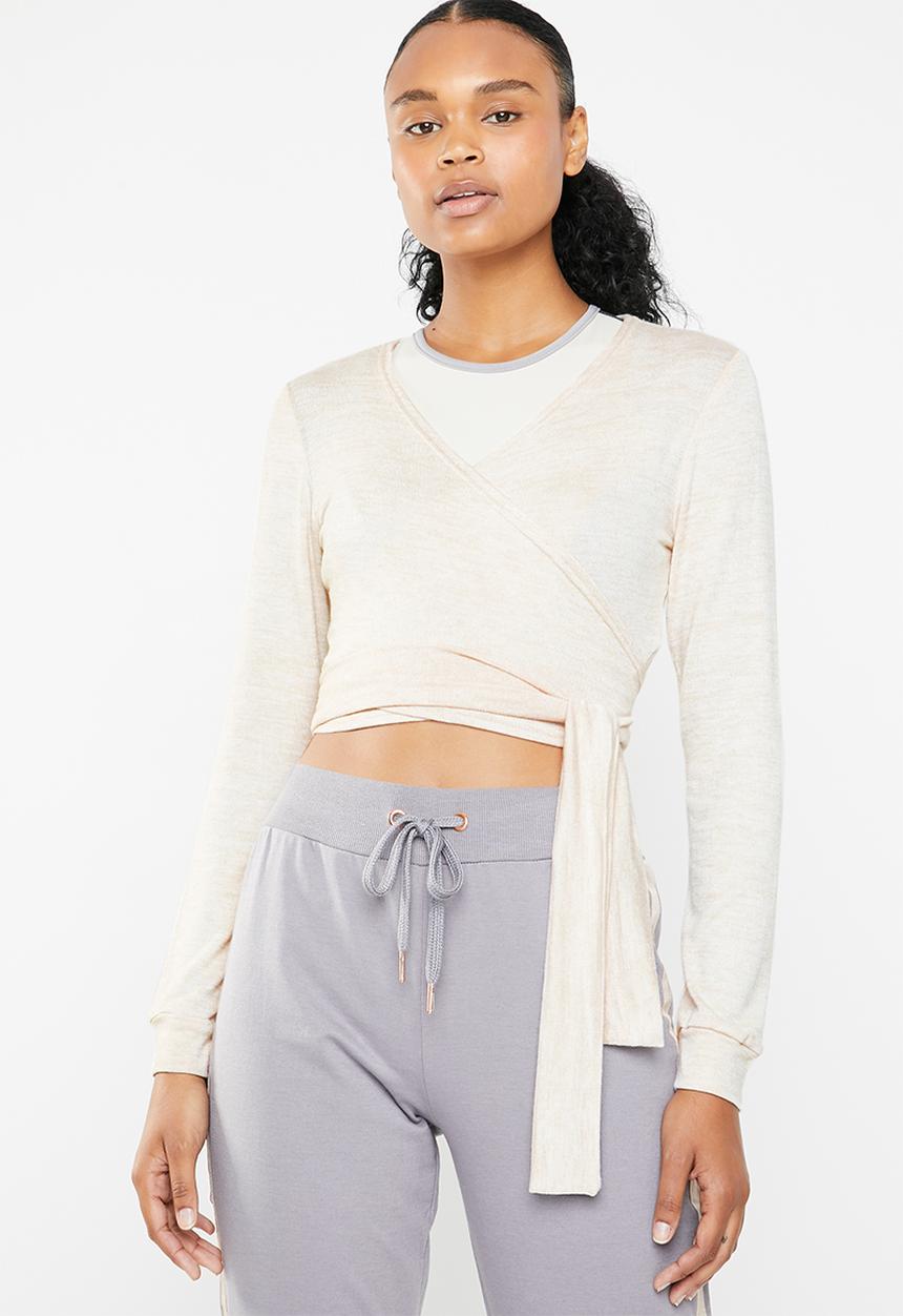 South Beach  - Coffee cream dance soft knit wrap cardigan - neutral