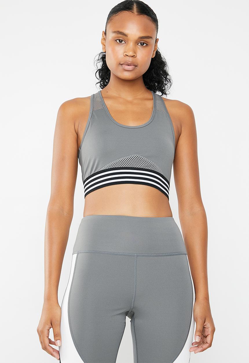 South Beach  - Open mesh back detail sports bra - grey