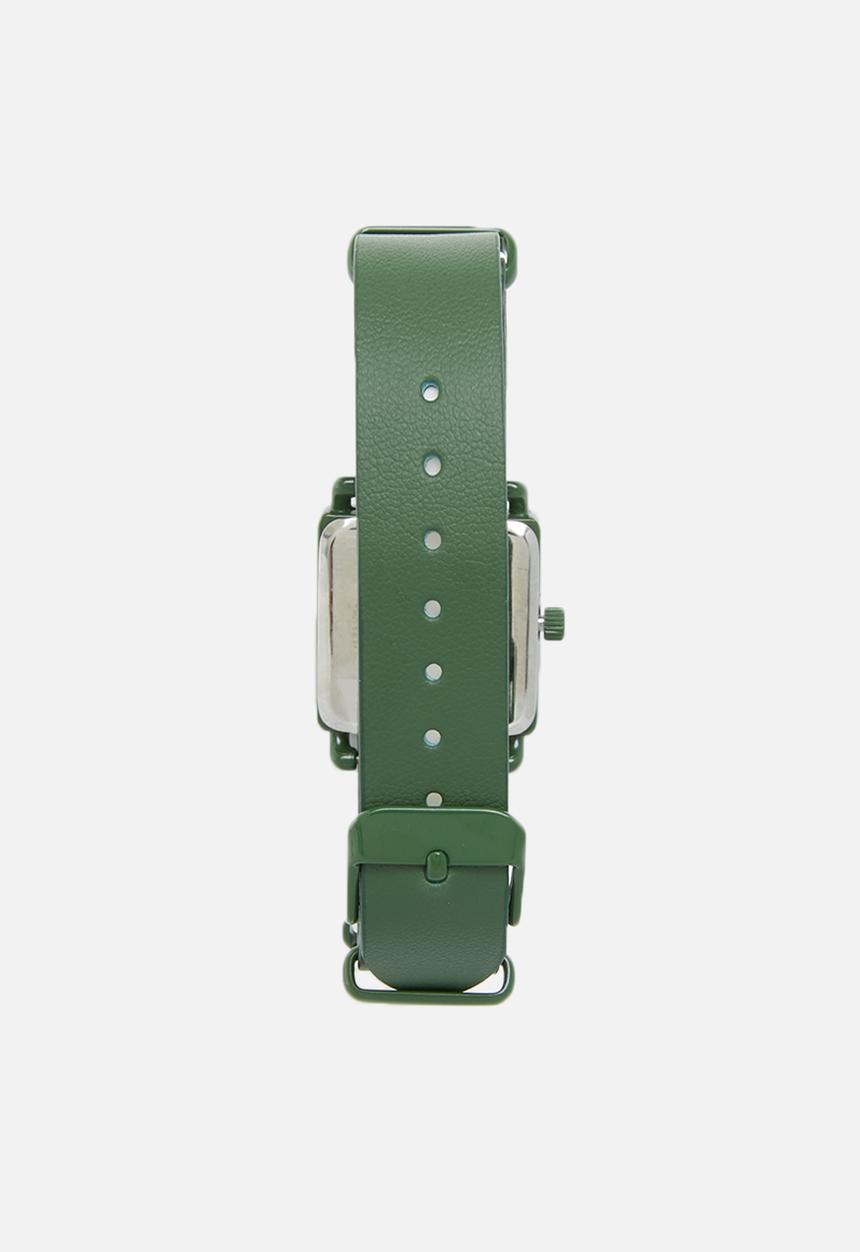 Superbalist - Square face leather watch - green
