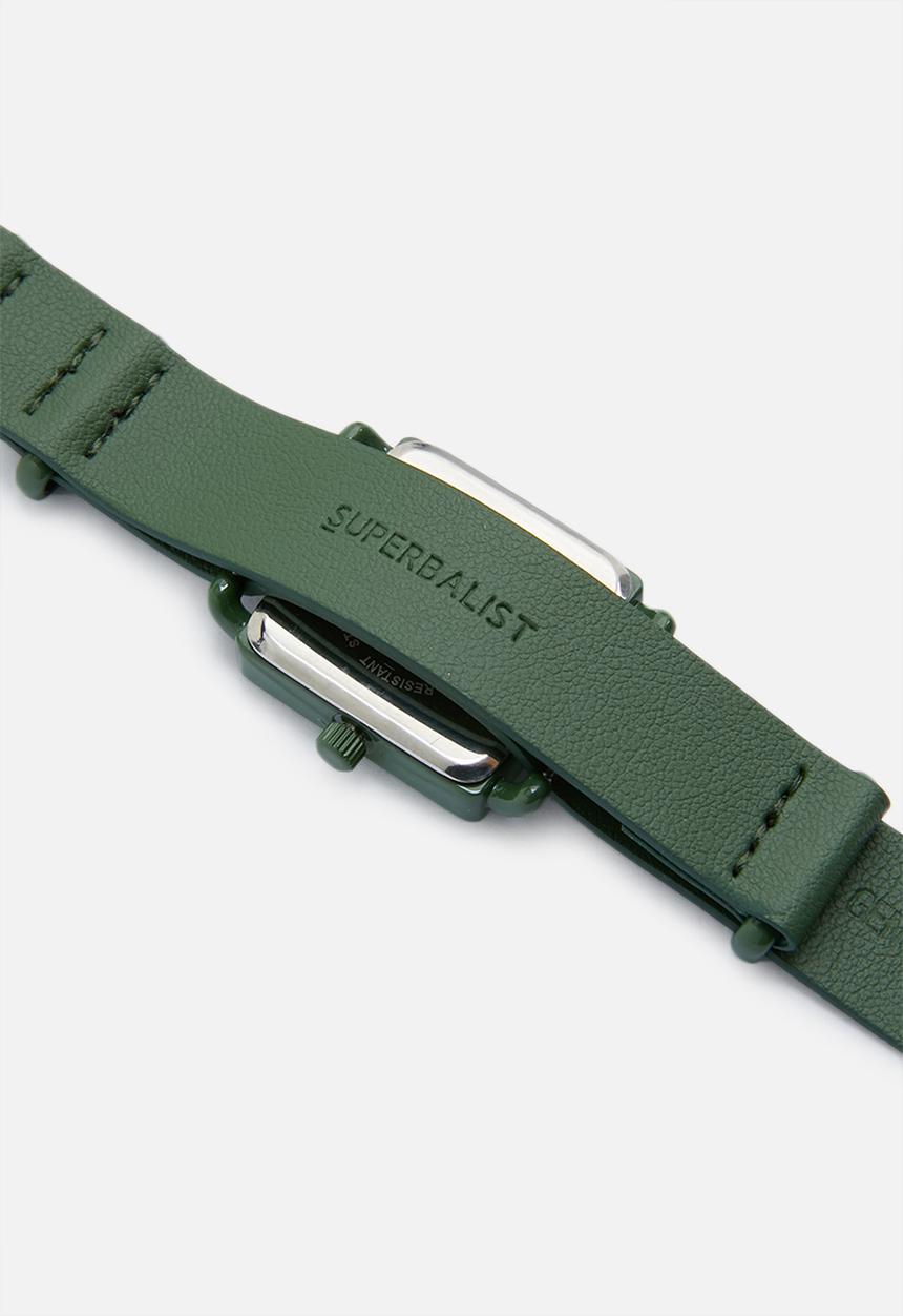 Superbalist - Square face leather watch - green