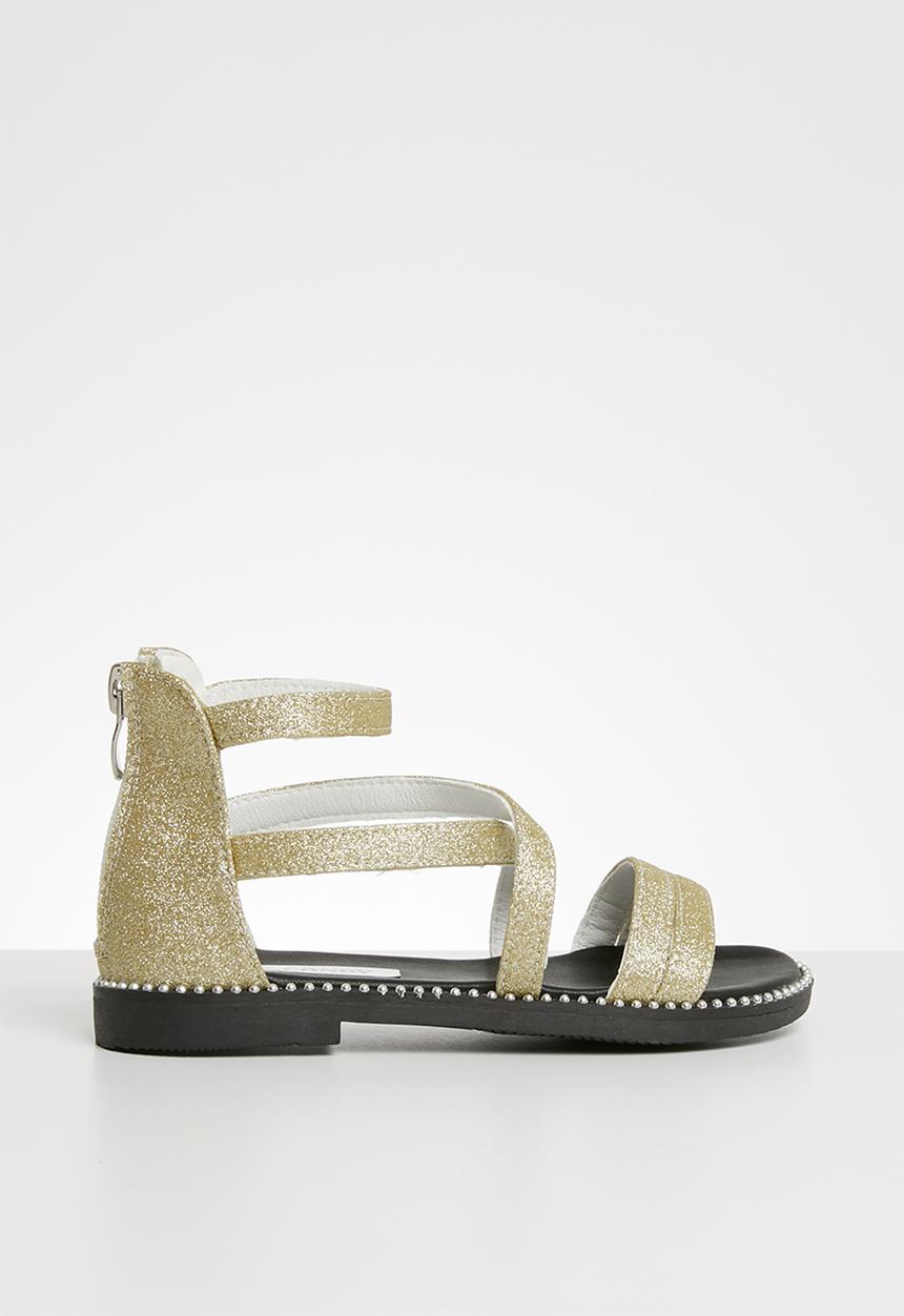 Pop Candy - Glitter gladiator flat sandal - gold