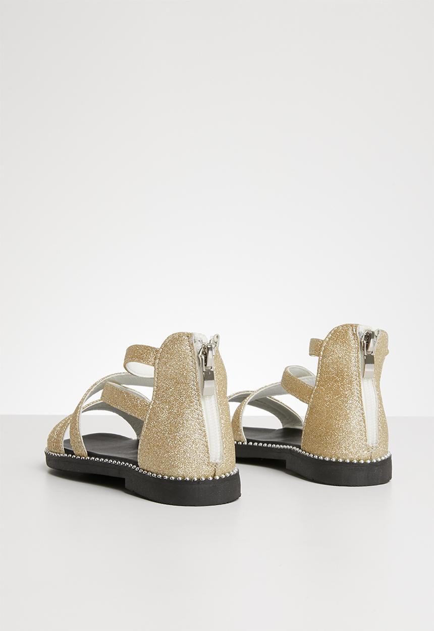 Pop Candy - Glitter gladiator flat sandal - gold