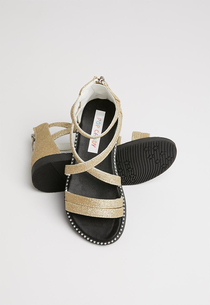 Pop Candy - Glitter gladiator flat sandal - gold