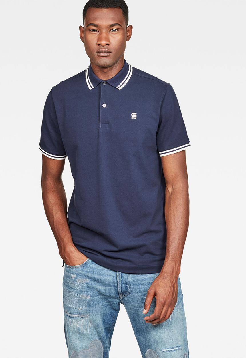 G-STAR - Dunda slim fit stripe polo - blue