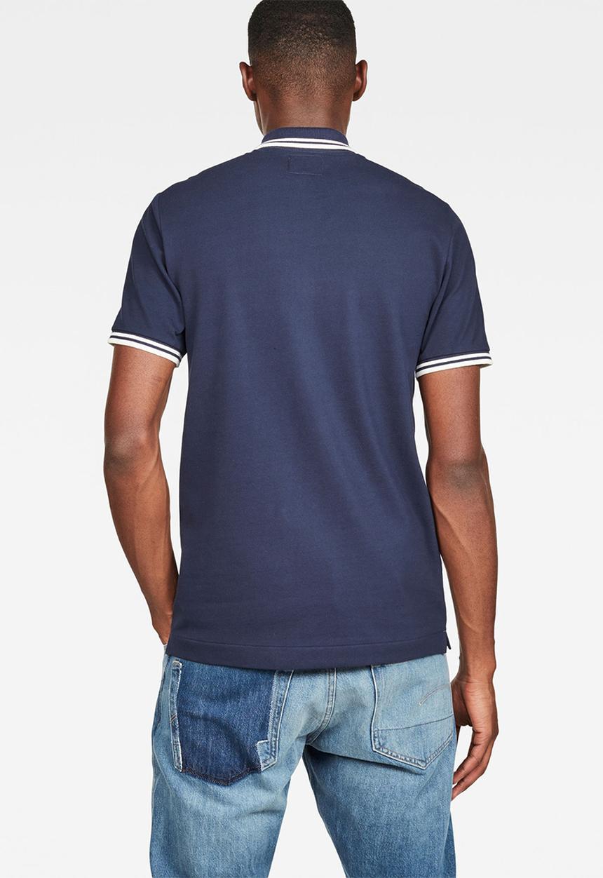 G-STAR - Dunda slim fit stripe polo - blue