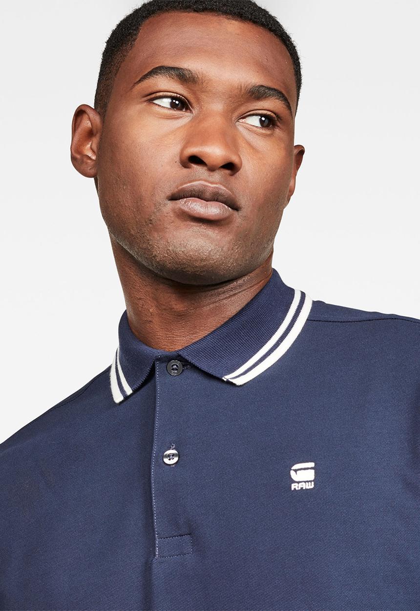 G-STAR - Dunda slim fit stripe polo - blue