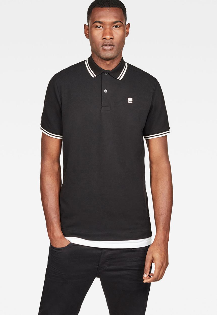 G-STAR - Dunda slim fit stripe polo - black