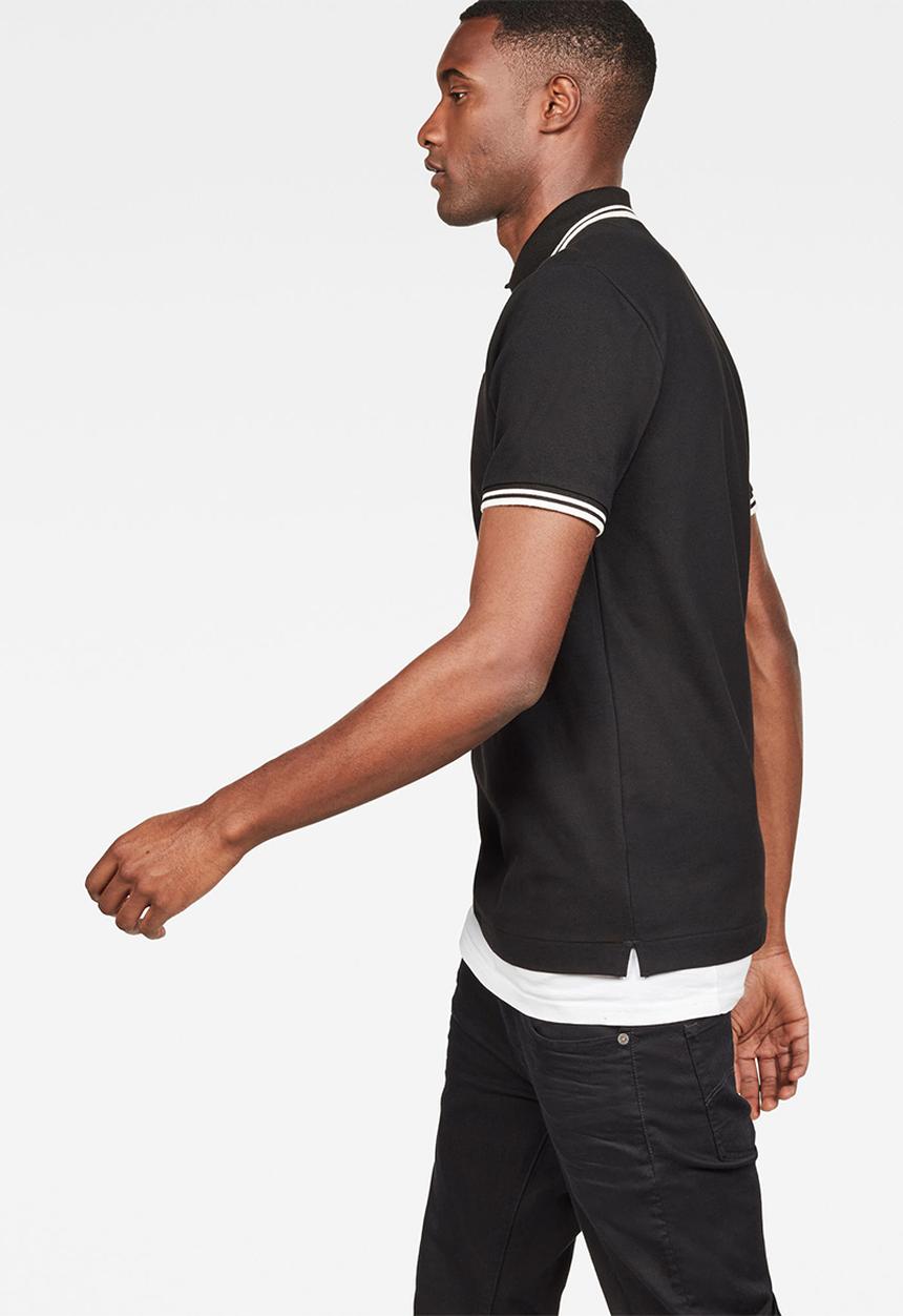 G-STAR - Dunda slim fit stripe polo - black