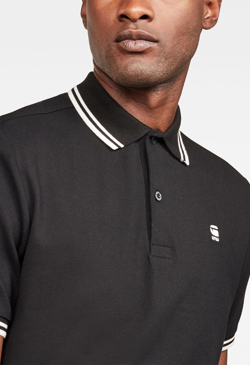 G-STAR - Dunda slim fit stripe polo - black