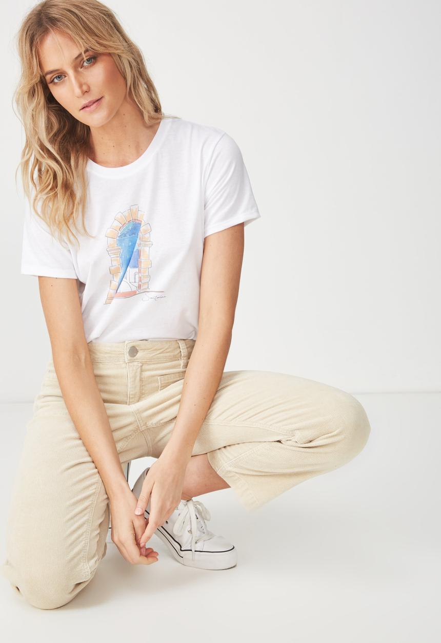 Cotton On - Tbar fox Santorini graphic tee - white